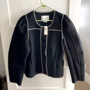 NWT Beautiful quilted black jacket Anthropologie Wm Lg